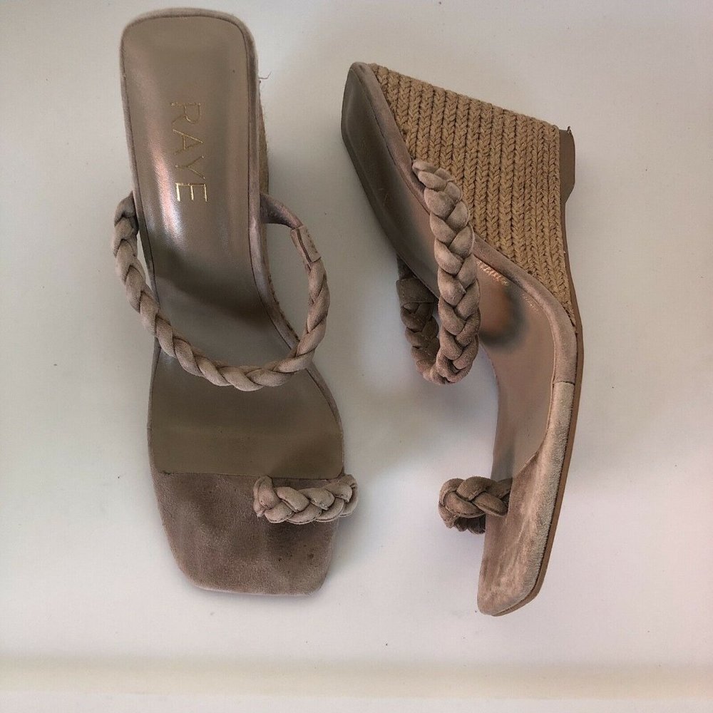 RAYE Essex Wedges Taupe Braided Espadrilles Square Tie Ring Revolve 9 $178 - Picture 5 of 7